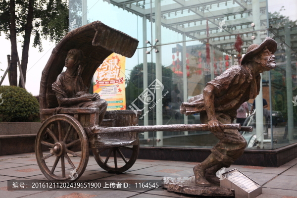 青銅雕塑黃包車