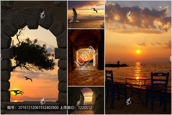 日落圣托里尼島日落照片集；希臘