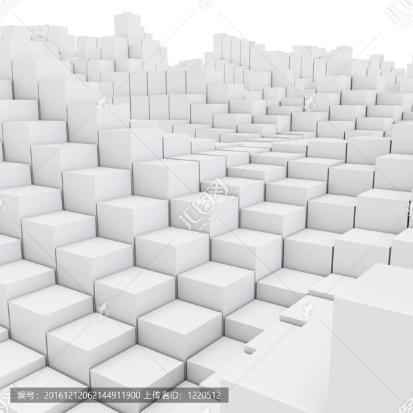 3D抽象光滑白色金屬立方體背景