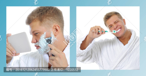 年輕男子剃須