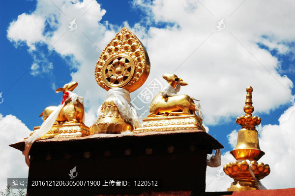 一個藏族喇嘛寺的金色屋頂