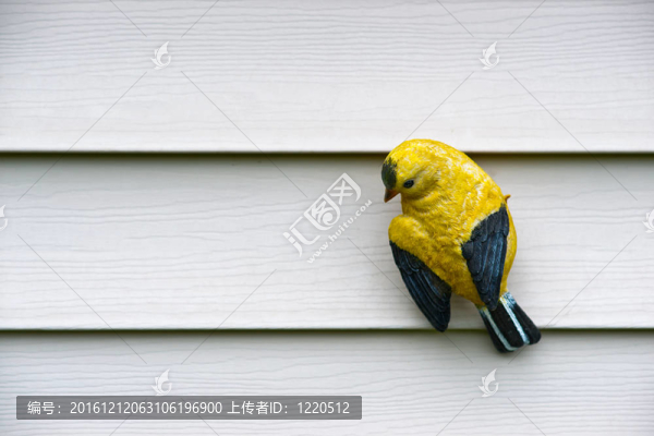 墻上的黃色鳥雕