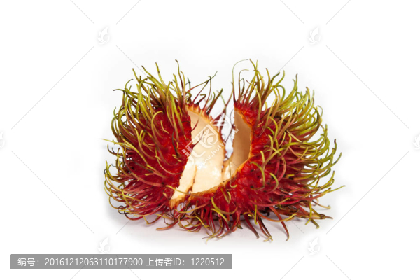 紅毛丹孤立在白色背景的殼