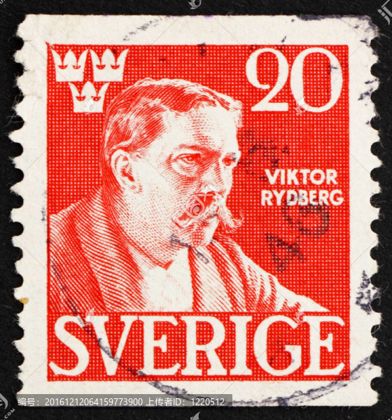 郵票瑞典1945,Viktor,Rydberg；作家
