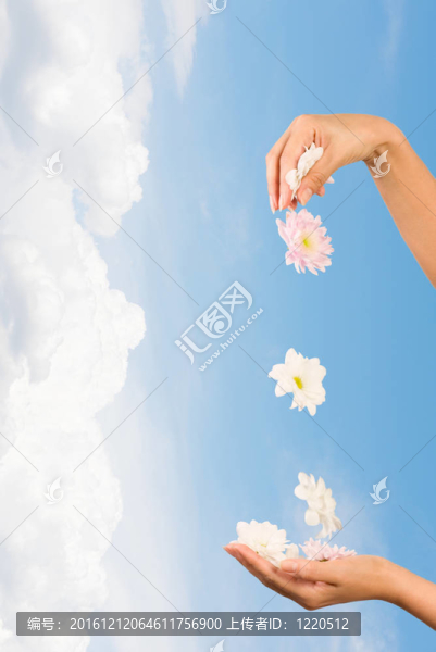 女人的手和花