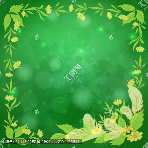葉子；綠色的花朵和羽毛