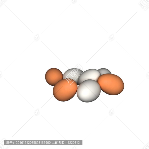 3D渲染三個雞蛋形成一條線