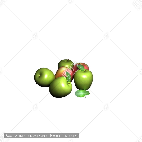 三色蘋果3D渲染