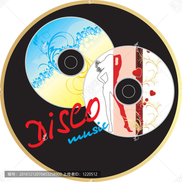 兩個音樂盤。貼紙