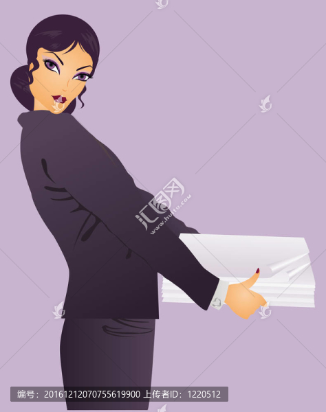 年輕的商業(yè)婦女與紙
