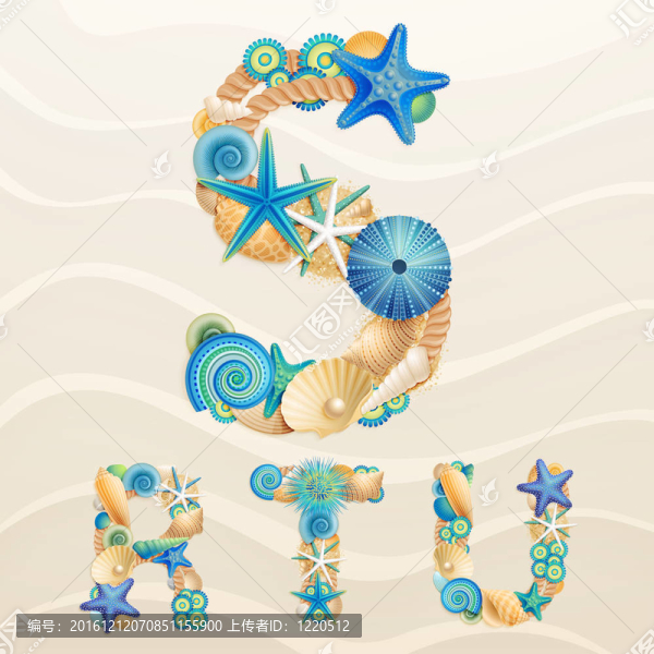 沙背景下的海洋生活字體