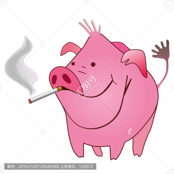 抽煙的滑稽豬