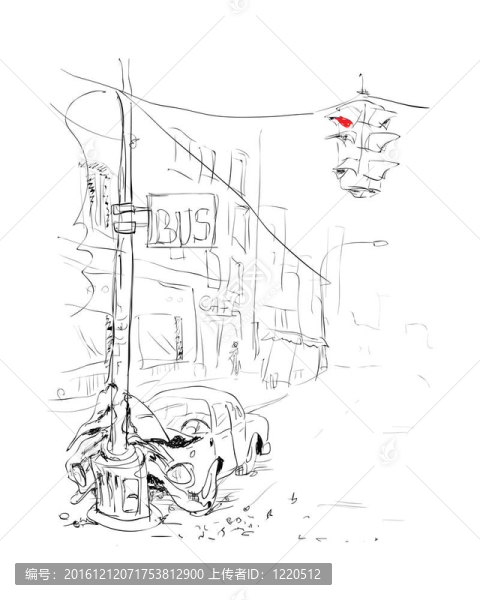 車禍.崩潰。插畫。