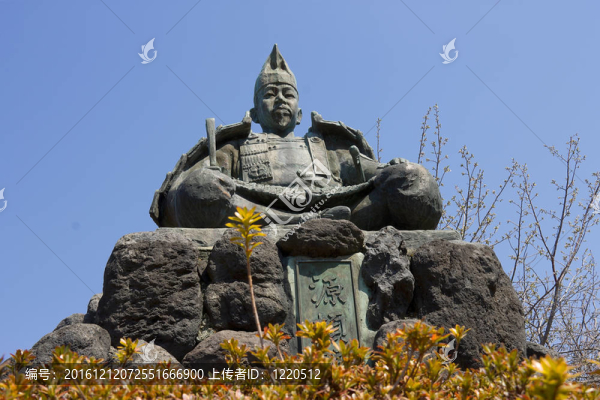 在鐮倉的Minamoto,Yoritomo雕像；日本