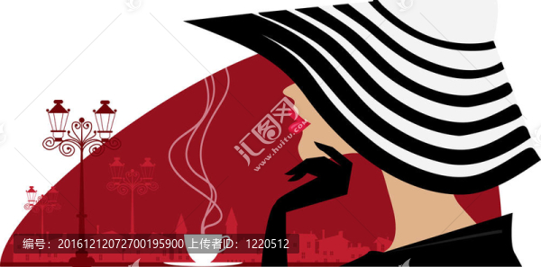 戴著大帽子的女人在咖啡館