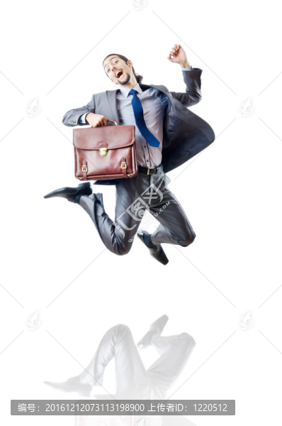 商人跳上白色
