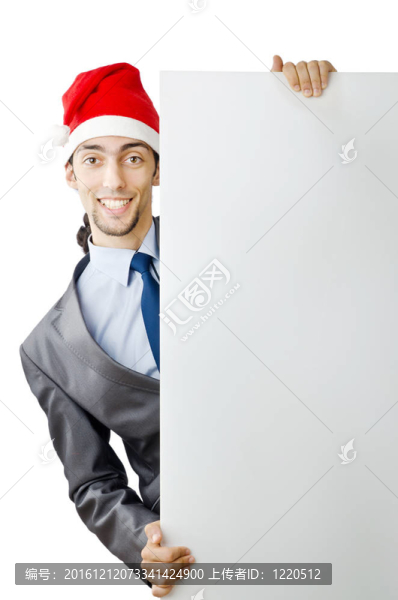 商人在圣誕老人帶著空白的信息