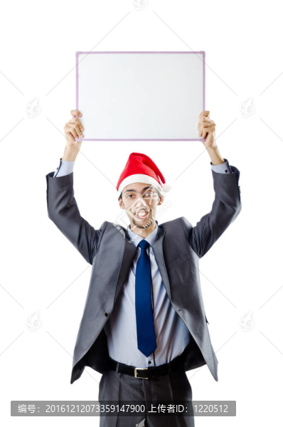 商人在圣誕老人帶著空白的信息