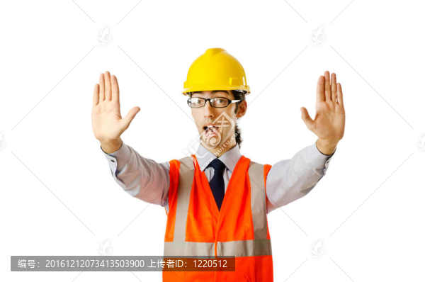 帶帽的年輕建筑工人