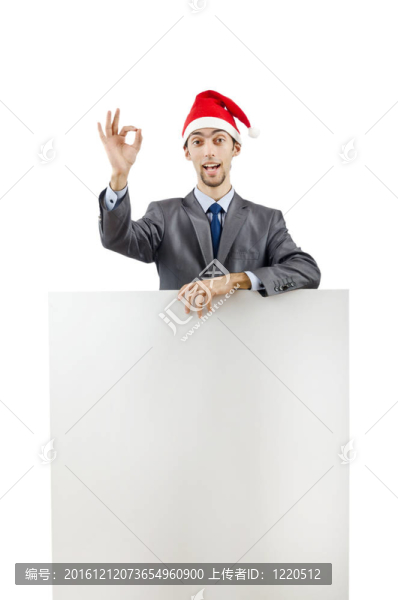 商人在圣誕老人帶著空白的信息