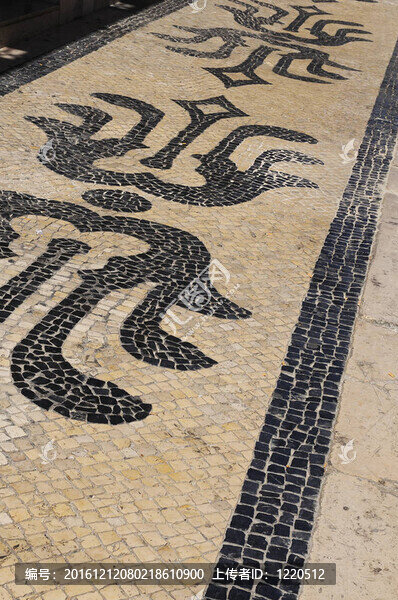 葡萄牙。Lisbon。典型的葡萄牙的鵝卵石路面