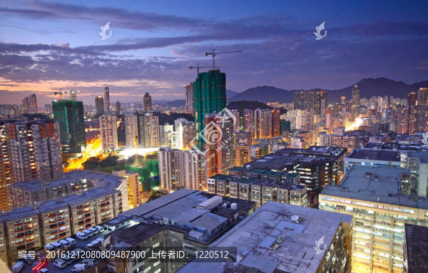 夕陽下的香港市區(qū)