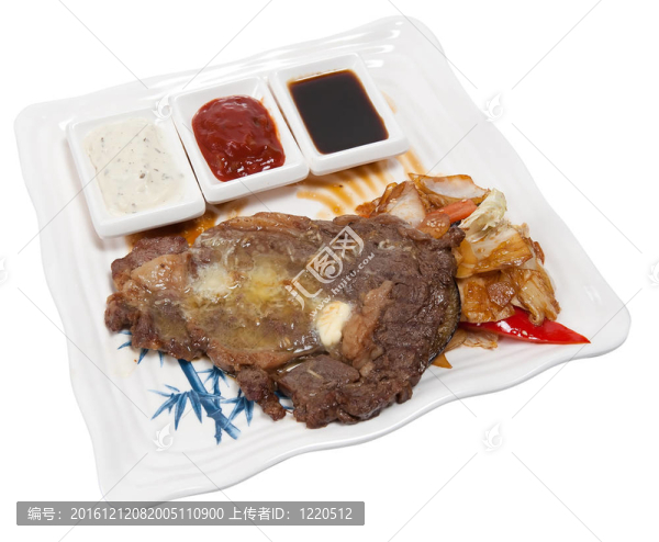 與大理石花紋牛肉與蔬菜牛排