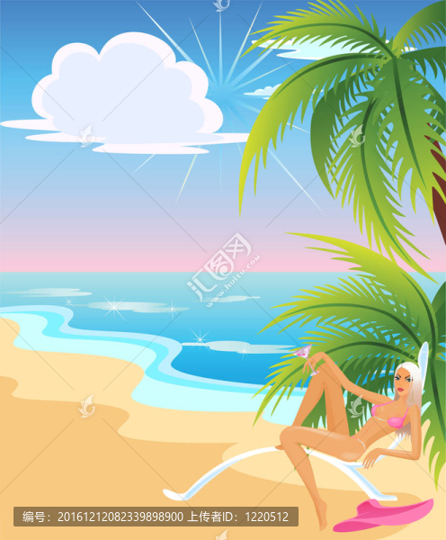 夏日海灘上的女孩