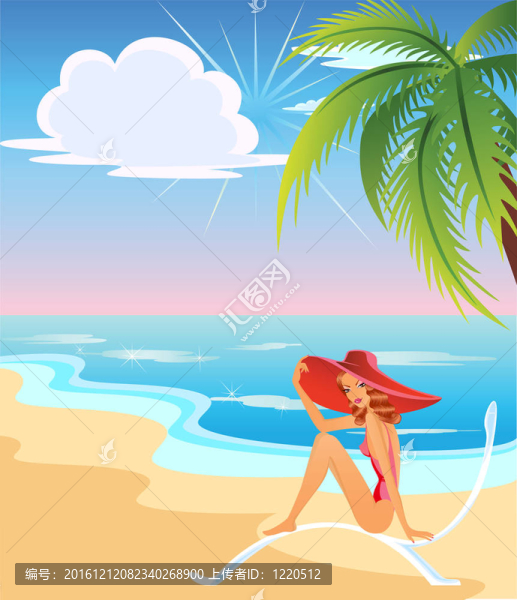 夏日海灘上的女孩