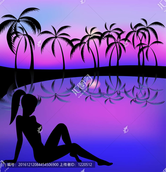 夏日海灘上的女孩