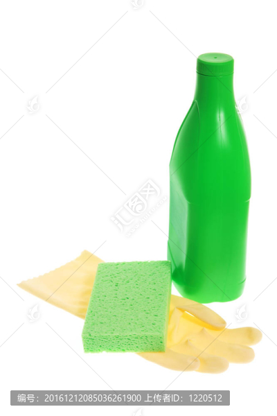 海綿和清潔劑橡膠手套