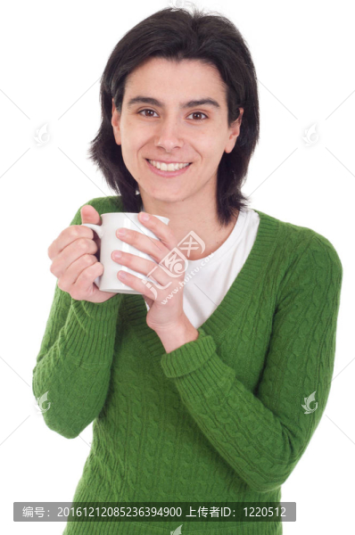 女子拿著杯子