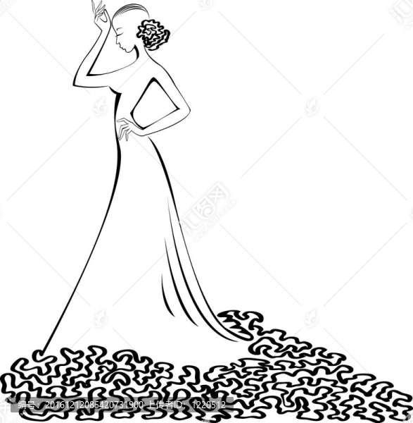 一個穿著舞會禮服的女人的側(cè)影