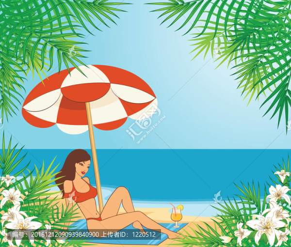夏日海灘上的美麗女孩