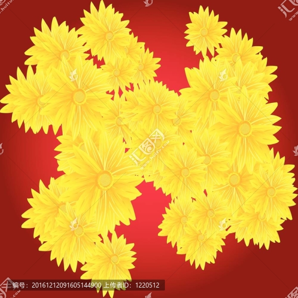 紅色背景的黃色花朵