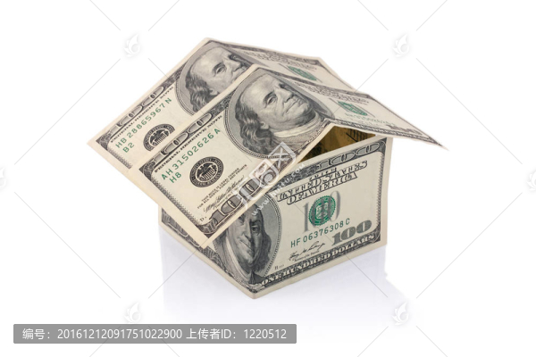 房子與美元鈔票隔離與剪輯路徑