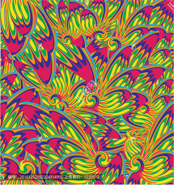 一種孔雀尾巴的無縫背景；花卉裝飾