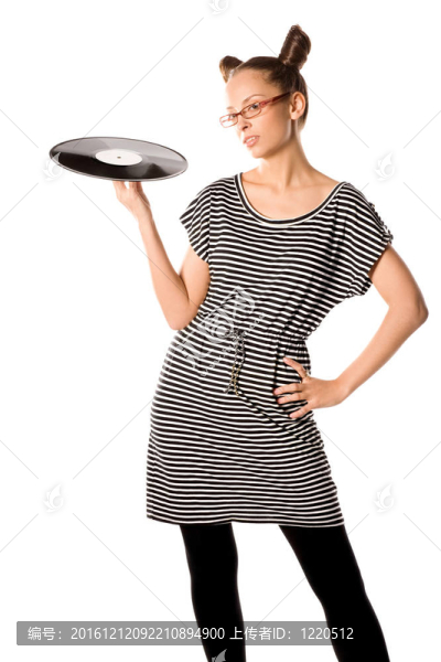 婦女與乙烯板