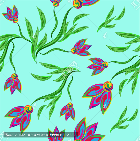 彩色花飾套；無(wú)縫圖案