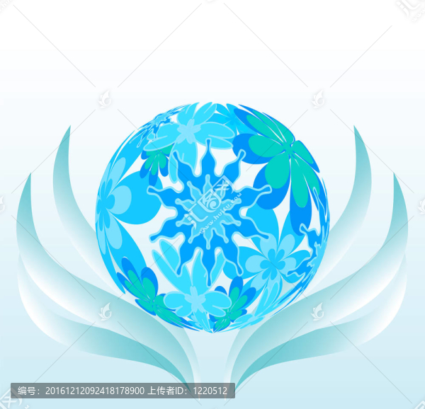 花球背景；藍色波浪