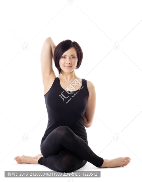 女子坐瑜伽姿勢-牛臉