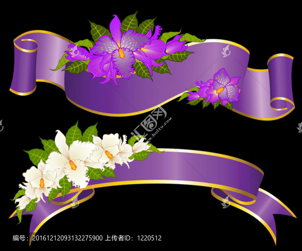 美麗的花朵和緞帶