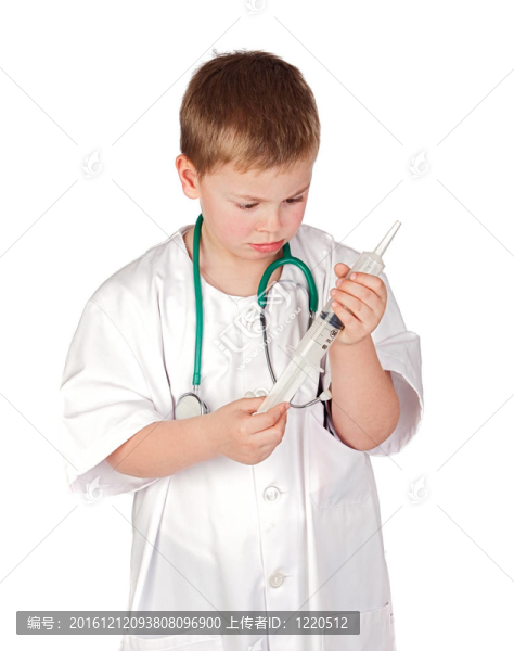 可愛的孩子與醫(yī)生制服