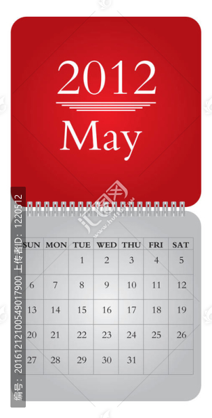 每月日歷2012；5月