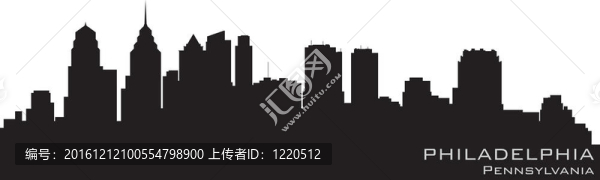 賓夕法尼亞；天際線；費城。詳細的輪廓