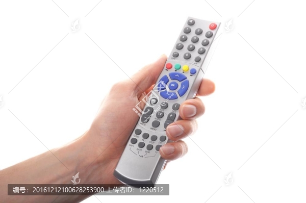 手持遙控器在白色背景上隔離