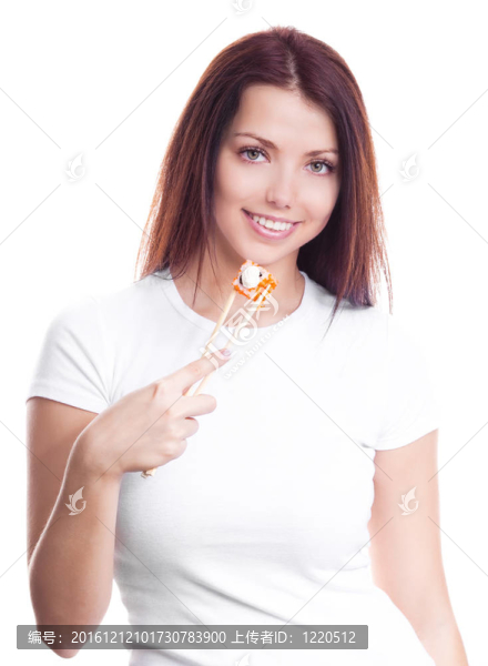 女人吃壽司