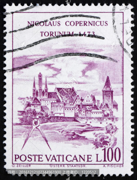 郵票梵蒂岡1973觀Torun；Nicolaus,Copernicus