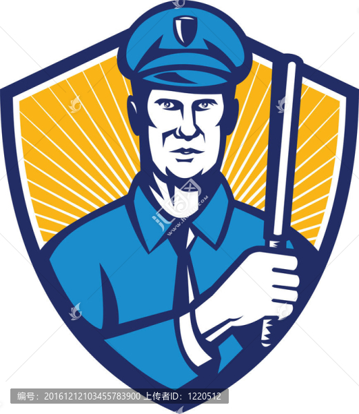 警察警官警棍盾牌復(fù)古