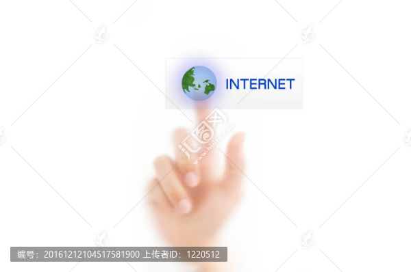 男子手指按下觸摸屏互聯(lián)網(wǎng)